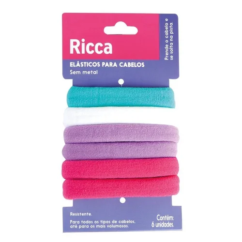 Acessório de Cabelo Elástico Ricca Grosso Colorido 6 Unidades Ref 2726