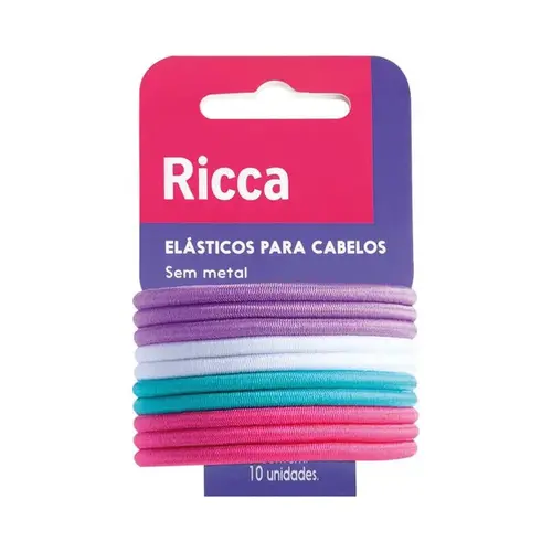 Acessório de Cabelo Elástico Ricca Fino Colorido 10 Unidades Ref 2723