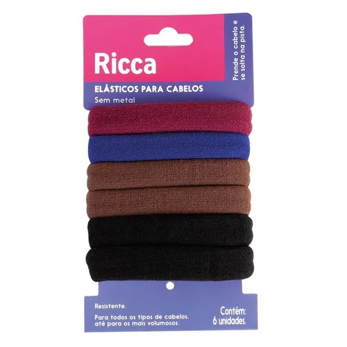 Acessório de Cabelo Elástico Ricca Grosso Escuro 6 Unidades Ref 2727