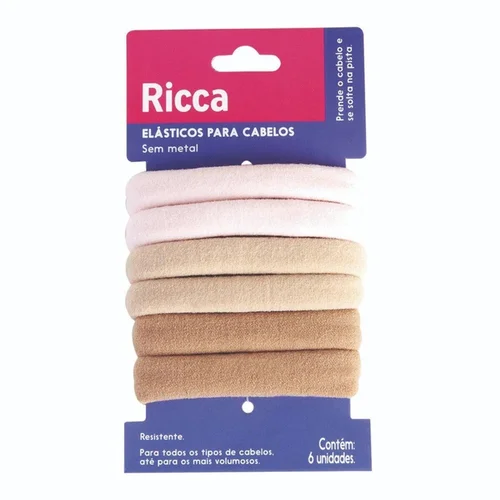 Acessório de Cabelo Elástico Ricca Grosso Claro 6 Unidades Ref 2728