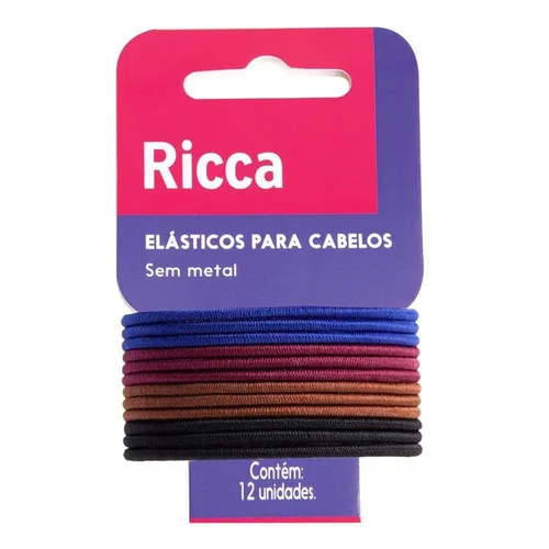 Acessório de Cabelo Elástico Ricca Fino Escuro 12 Unidades Ref 2722