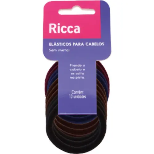 Acessório de Cabelo Elástico Ricca Médio Escuro 10 Unidades Ref 2720