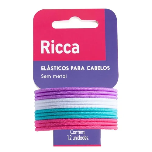 Acessório de Cabelo Elástico Ricca Fino Colorido 12 Unidades Ref 2724