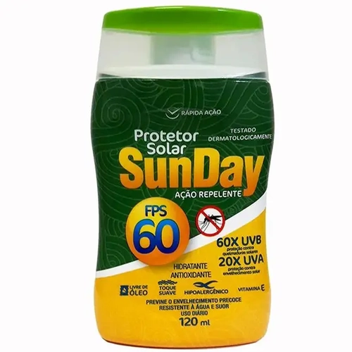 Protetor Solar Com Repelente Sunday Fps60 120Ml