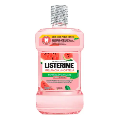 Enxaguante Antisséptico Bucal Listerine Melancia e Hortelã Sem Álcool 1 Litro