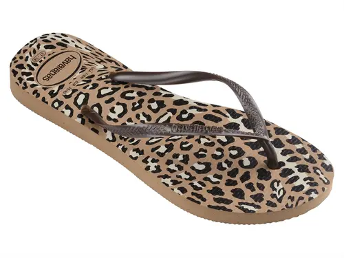 Chinelo Havaianas Slim Animals Rose Gold/Cafe 35/36