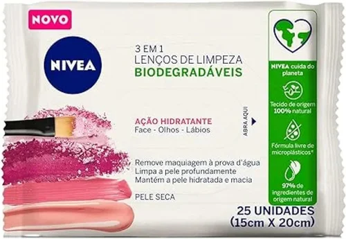 Lenços de Limpeza Nivea Demaquilante Hidratante 3 em 1 25 Unidades
