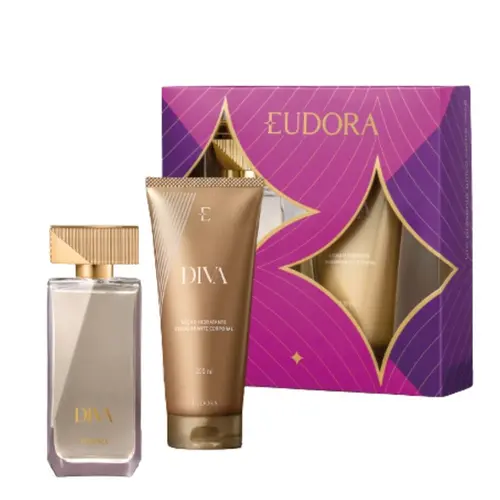 Kit Perfume Feminino Eau de Colônia Eudora Diva 100ml + Loção Hidratante Desodorante Corporal 200ml