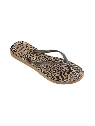 Chinelo Havaianas Slim Animals Rose Gold/Cafe 37/38