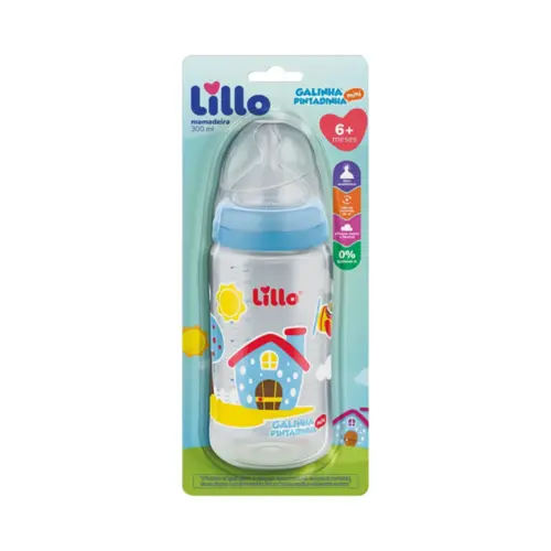 Mamadeira Lillo Galinha Pintadinha Bico Redondo 6 meses+ 300ml