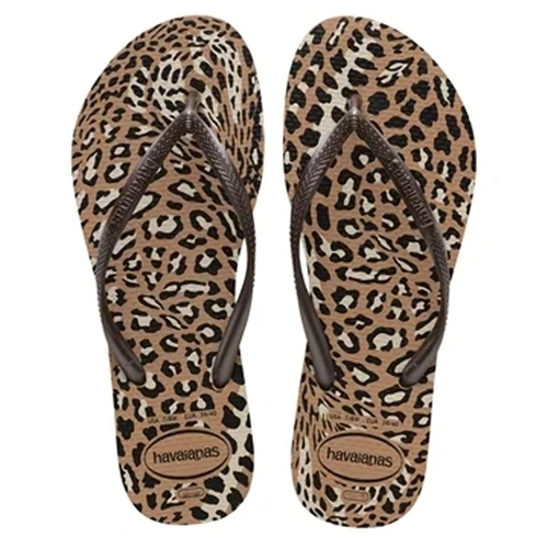 Chinelo Havaianas Slim Animals Rose Gold/Cafe 39/40