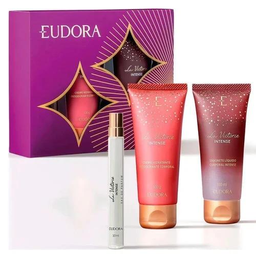 Kit Perfume Feminino Eau de Colônia Eudora La Victorie 10ml + Hidratante + Sabonete