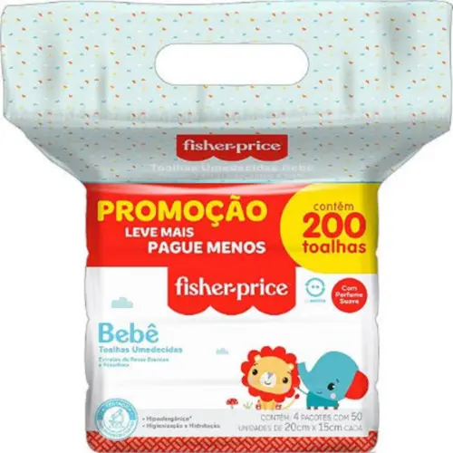 Toalha Umedecida Fisher Price C/Perf. Lv+ Pg- 200Un
