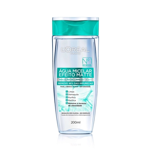 Água Micelar 5 em 1 Efeito Matte Loréal Paris 200ml