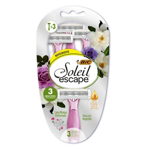 Aparelho de Depilação Bic Soleil Escape Rosa 3 Unidades