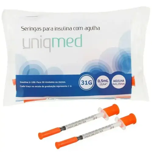 Seringa Descartável Insul 50Ui 10Un Agulha 6Mm