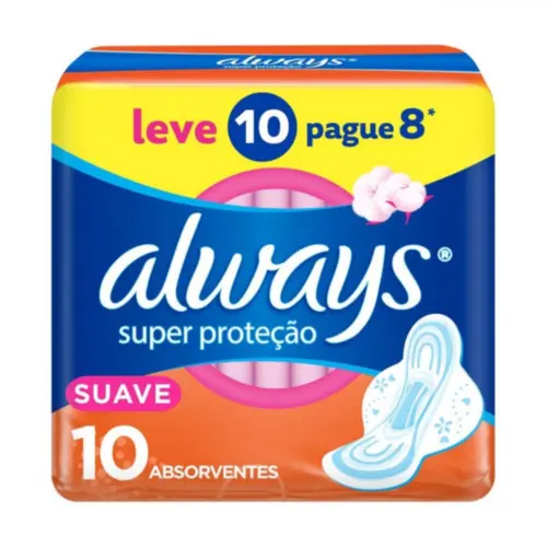 Absorvente Always Básico Suave Com Abas 10 Unidades