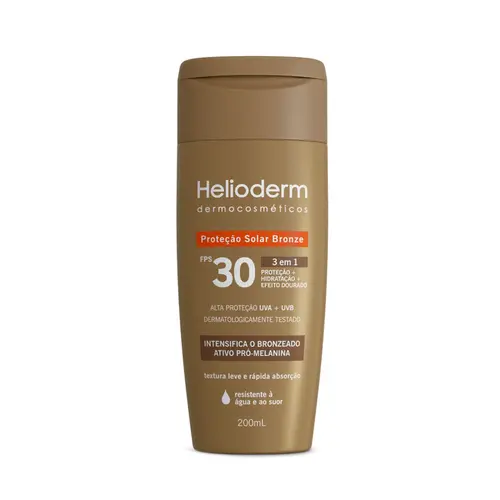 Protetor Solar com Bronzeador Helioderm Efeito Dourado Fps30 200ml