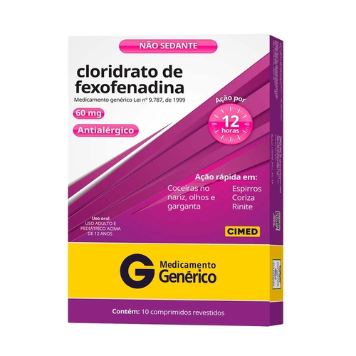 Cloridrato De Fexofenadina 60Mg 10Cpr Cimed
