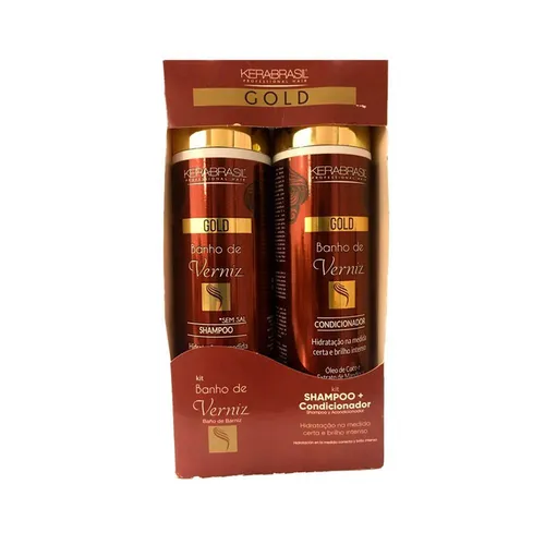 Kit Kerabrasil Verniz Shampoo 1Lt + Condicionador 800ml