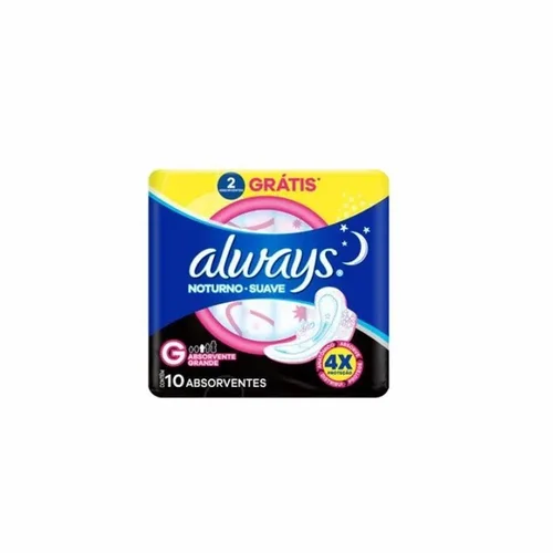 Absorvente Always Noturno Suave Com Abas G 10 Unidades