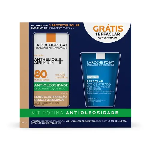 Kit Protetor Solar Anthelios Airlic Fps80 La Roche Posay Clara Cor 2 40G + Effaclar Concentrado 50G