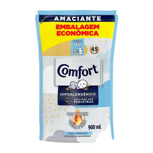 Amaciante Comfort Puro Cuidado Hipoalergênico Refil Branco 900ml