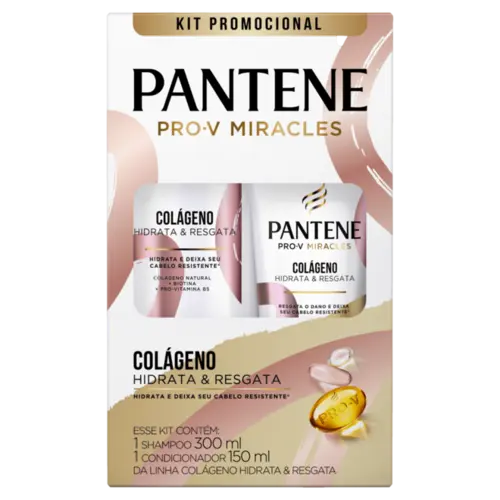 Kit Pantene Colágeno Hidrata & Resgata Shampoo 300ml + Condicionador 150ml