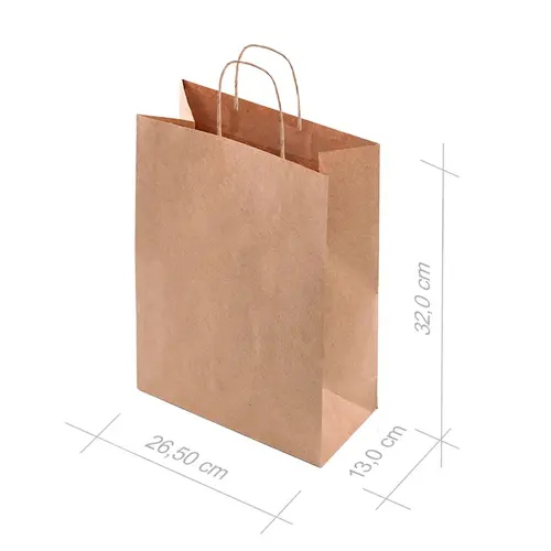 Sacola De Presente Papel Kraft Tamanho G 32X26,5X13Cm