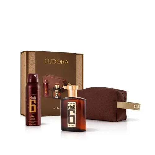Kit Perfume Masculino Eau de Colônia Eudora Club6 Voyage 95ml + Desodorante + Necessaire