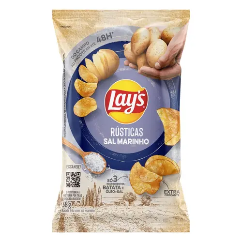 Chips Lays Rustica Sal Marinho 38G