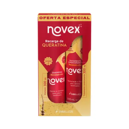 Kit Novex Recarga de Queratina Shampoo + Condicionador 300ml