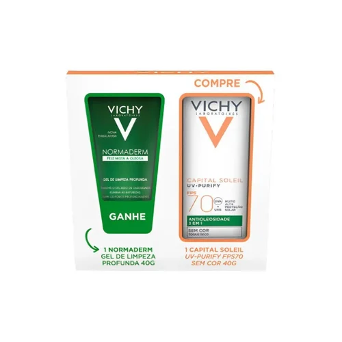 Kit Vichy Capital Soleil Fps70 Purify Sem Cor 40G + Normaderm 40G