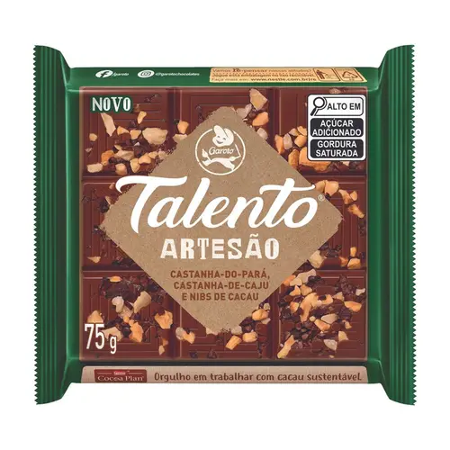 Chocolate Barra Talento Garoto Caju 75G