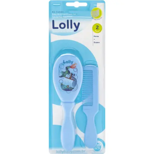 Escova De Cabelo + Pente Lolly 7050 Azul (Verde)
