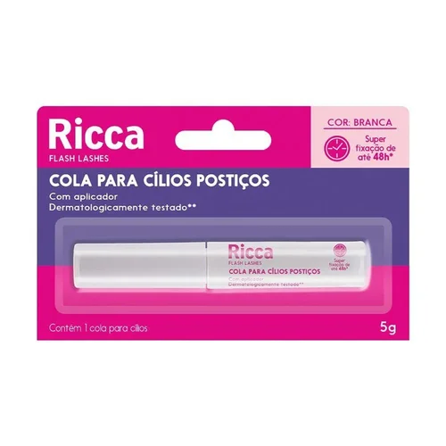 Cola para Cílios Postiços Ricca 48 Horas Branca Ref 2691