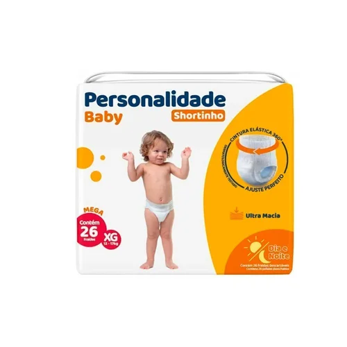 Fralda Personalidade Baby Shortinho Mega Xg 26Un