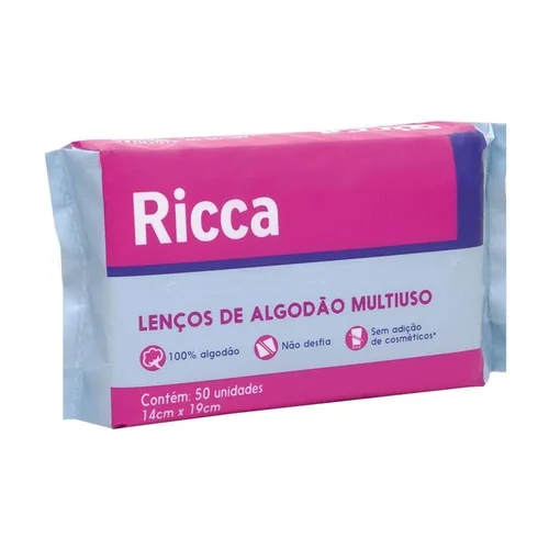 Lenço de Algodão Multiuso Ricca Ref 334 50 Unidades