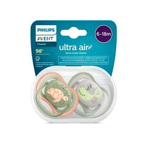 Kit Chupeta Philips Avent Ultra Air 6 A 18 Meses Leao/Hipopotamo 2 Unidades