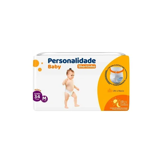 Fralda Personalidade Baby Shortinho Mega M 34Un
