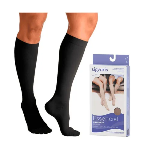 Meia Sigvaris Select Comfort Premium Panturrilha G3 30/40 Pé Fechado Preta