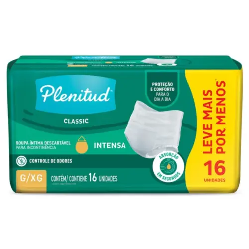 Roupa Íntima Plenitud Classic G/Xg 16 Unidades