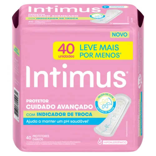 Protetor Diário Intimus Cuidado Avançado com Indicador De Troca 40 Unidades