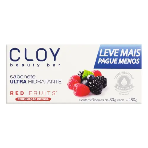 Kit Sabonete em Barra Creme Cloy Red Fruits 6 Unidades