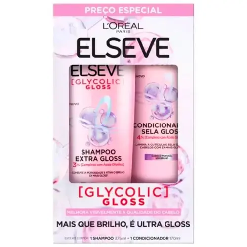 Kit Elseve Glycolic Gloss Shampoo 375ml + Condicionador 170ml
