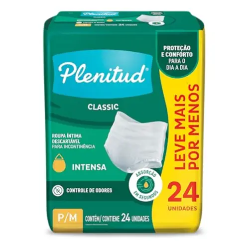 Roupa Íntima Plenitud Classic P/M 24 Unidades
