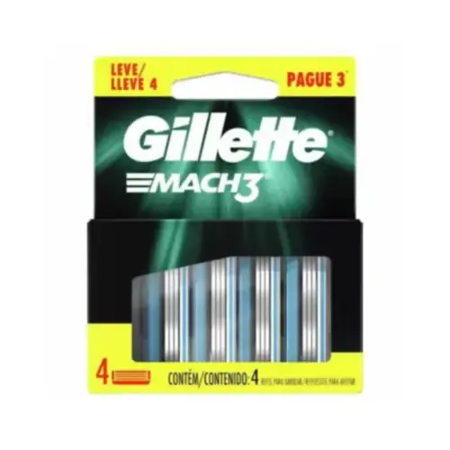 Carga Para Aparelho De Barbear Gillette Mach3 Regular 4 Unidades