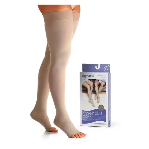 Meia Sigvaris Select Comfort Premium Meia Coxa Gg2 30/40 Pé Aberto Natural