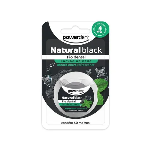 Fio Dental Powerdent Natural Black 50M