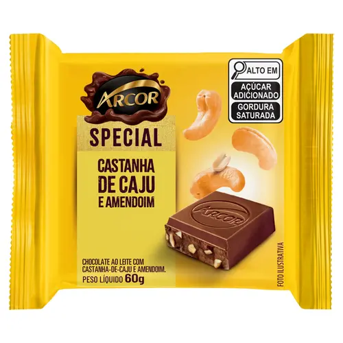 Chocolate Arcor Special Leite E Caju 60G